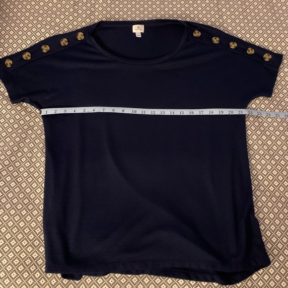 Dress Barn navy blue short sleeve sweater. Size Large. - Picture 2 of 6